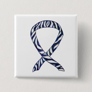 Badge Carré 5 Cm Bouton d'art personnalisé Zebra Stripe Awareness