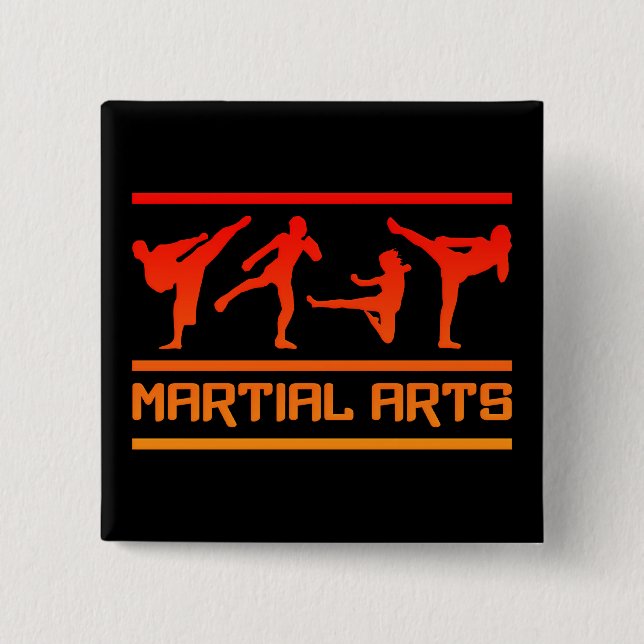 Badge Carré 5 Cm Bouton d'arts martiaux (Devant)