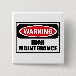 Badge Carré 5 Cm Bouton d'avertissement de MAINTENANCE ÉLEVÉE