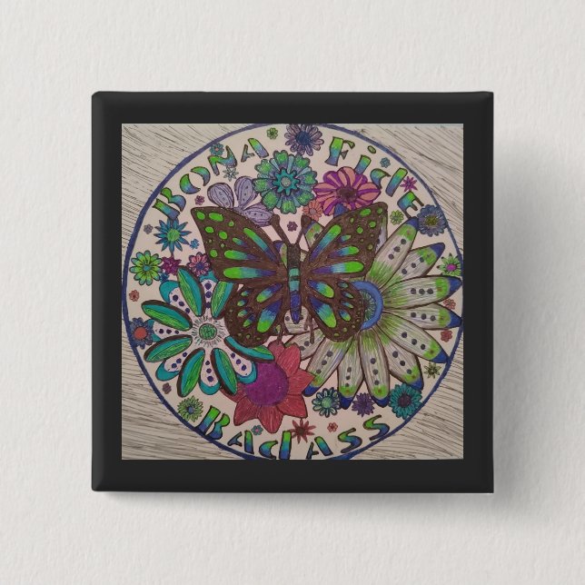 Badge Carré 5 Cm Bouton de badass Bona Fide (Devant)