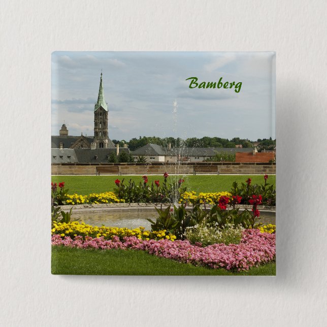 Badge Carré 5 Cm Bouton de Bamberg (Devant)