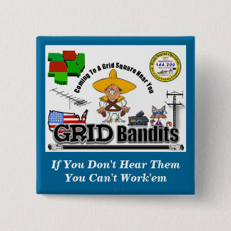 Badge Carré 5 Cm Bouton de bandit de grille avec l'expression