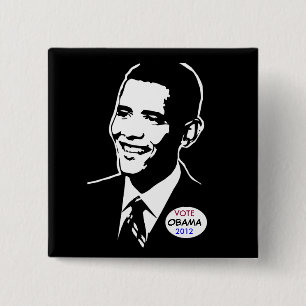 Badge Carré 5 Cm Bouton de Barack Obama