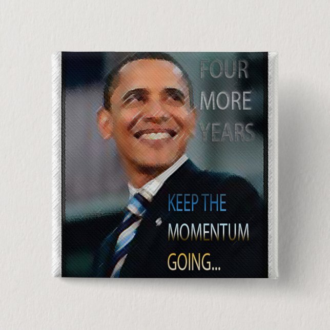 Badge Carré 5 Cm Bouton de Barack Obama 2012 (Devant)