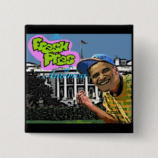 Badge Carré 5 Cm Bouton de Barack Obama "Pres frais d'America™"