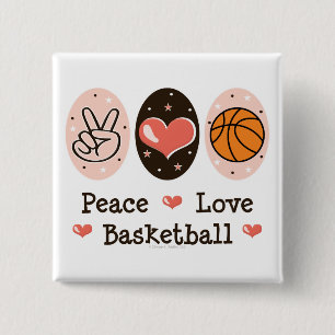 Badge Carré 5 Cm Bouton de basket-ball d'amour de paix