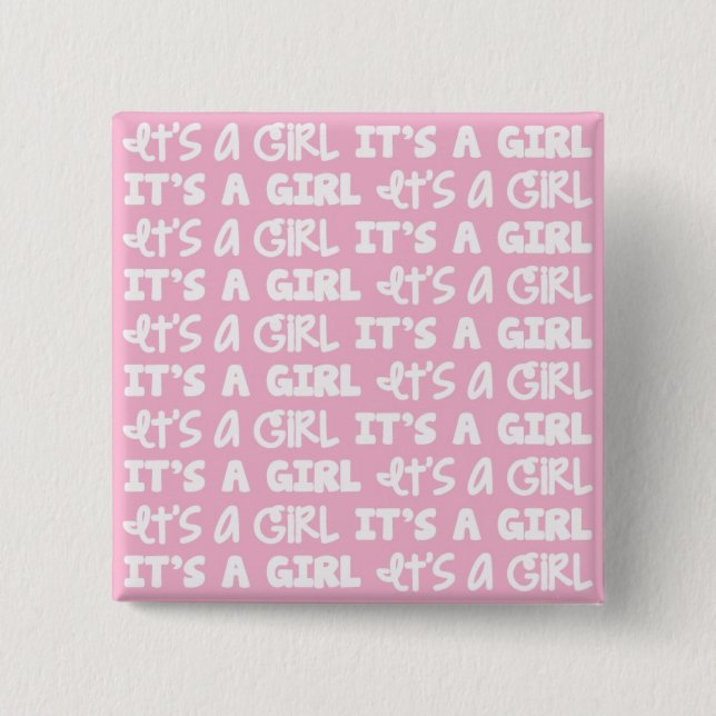 Badge Carré 5 Cm Bouton de bébé c'est une fille ! (Devant)