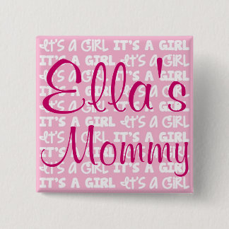 Badge Carré 5 Cm Bouton de bébé c'est une fille !