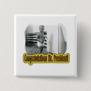 BADGE CARRÉ 5 CM BOUTON DE BÉBÉ DE PRÉSIDENT BARACK OBAMA