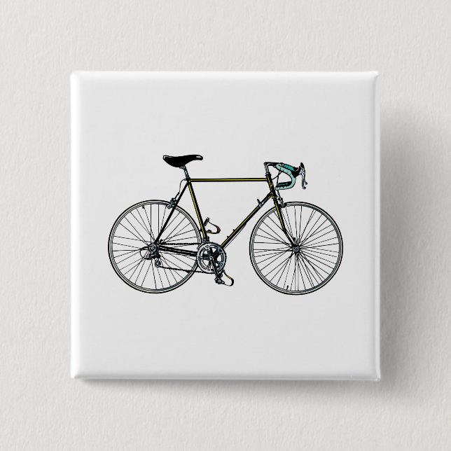 Badge Carré 5 Cm Bouton de bicyclette (Devant)