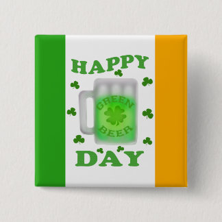 Badge Carré 5 Cm Bouton de bière de vert du jour de St Patrick