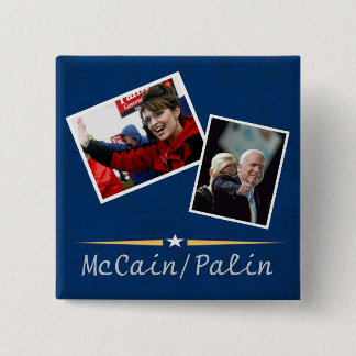 Badge Carré 5 Cm Bouton de bleu de McCain/Palin
