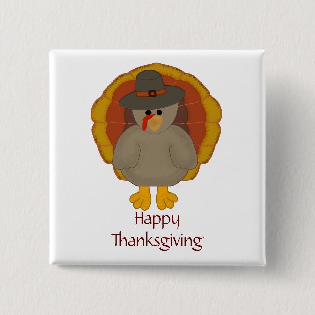 Badge Carré 5 Cm Bouton de bon thanksgiving (Devant)