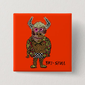 Badge Carré 5 Cm Bouton de BRI-SKULL