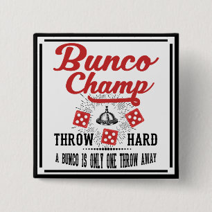Badge Carré 5 Cm Bouton de Bunco - champion de Bunco
