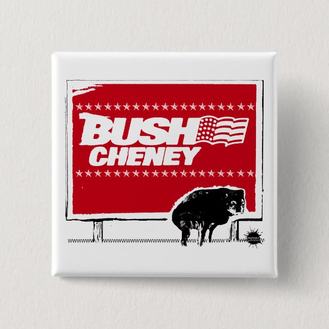 Badge Carré 5 Cm Bouton de Bush-Signe (Devant)