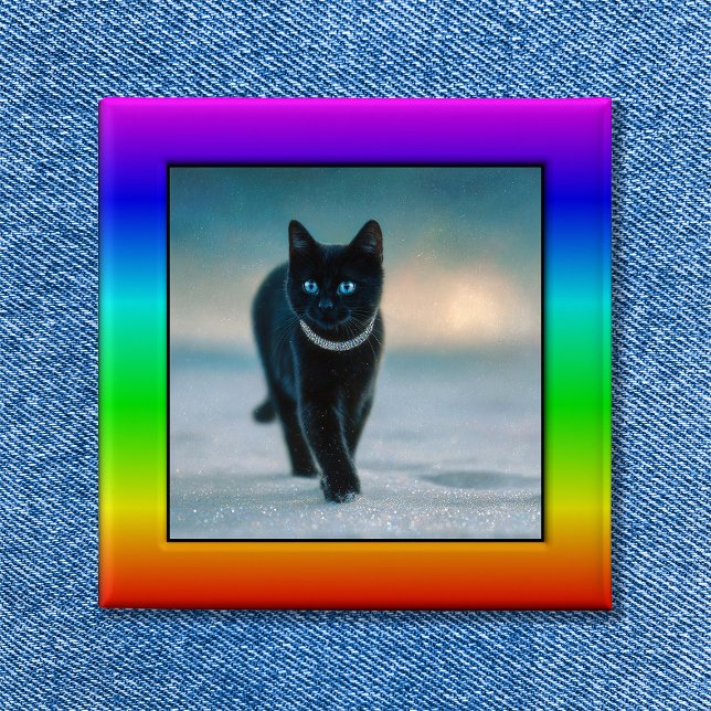 Badge Carré 5 Cm Bouton de cadre photo arc-en-ciel coloré (Colorful Rainbow Photo Frame Button)