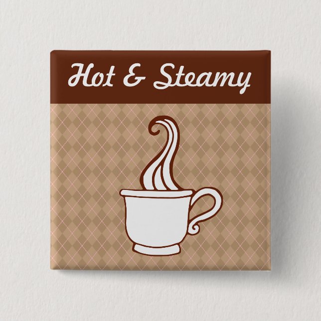 Badge Carré 5 Cm Bouton de café rétro (Devant)