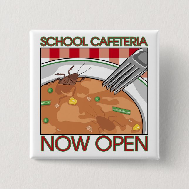 Badge Carré 5 Cm Bouton de cafétéria de l'école (Devant)