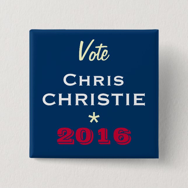Badge Carré 5 Cm Bouton de campagne de CHRISTIE 2016 de Chris de (Devant)