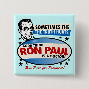 Badge Carré 5 Cm Bouton de campagne de Ron Paul