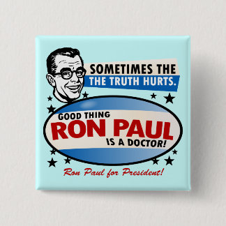 Badge Carré 5 Cm Bouton de campagne de Ron Paul