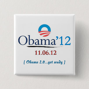 Badge Carré 5 Cm Bouton de campagne d'Obama 2012