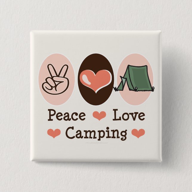 Badge Carré 5 Cm Bouton de camping d'amour de paix (Devant)