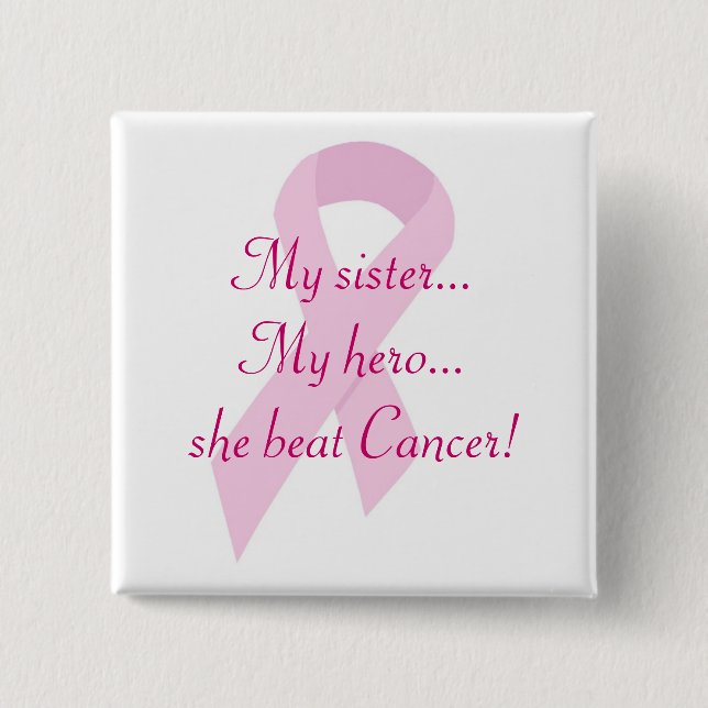 Badge Carré 5 Cm Bouton de cancer du sein (Devant)