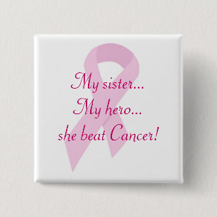 Badge Carré 5 Cm Bouton de cancer du sein