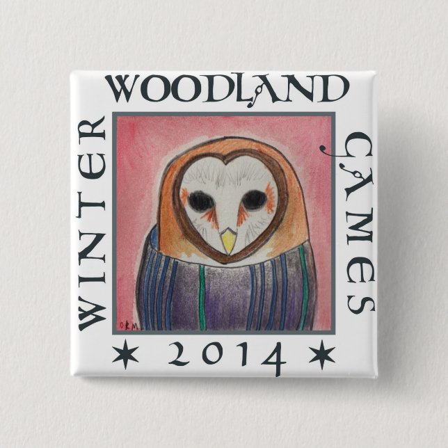 Badge Carré 5 Cm bouton de capot de hibou (Devant)