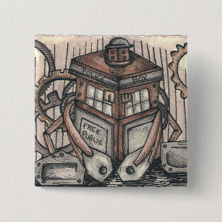 Badge Carré 5 Cm Bouton de caractère de Steampunk