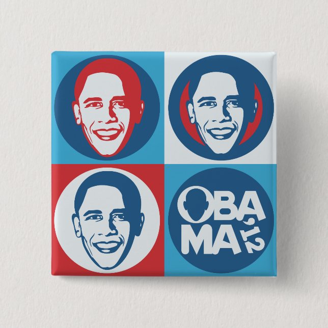 Badge Carré 5 Cm Bouton de carré d'art de bruit d'Obama 2012 (Devant)