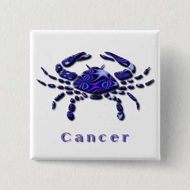 Badge Carré 5 Cm Bouton de carré de signe de Cancer (Devant)