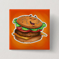 bouton de carré d'hamburger de bande dessinée