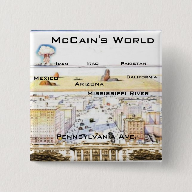 Badge Carré 5 Cm Bouton de carré du monde de McCain (Devant)