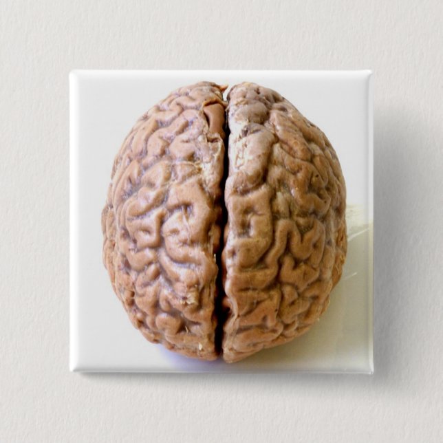 Badge Carré 5 Cm bouton de cerveau (Devant)