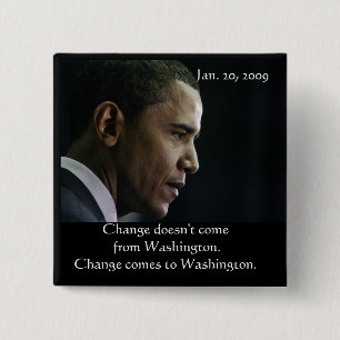 Badge Carré 5 Cm Bouton de changement de Barack Obama