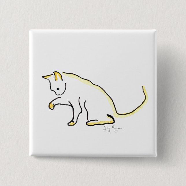 Badge Carré 5 Cm Bouton de chat (Devant)