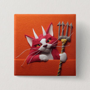 Badge Carré 5 Cm Bouton de chaton de diable