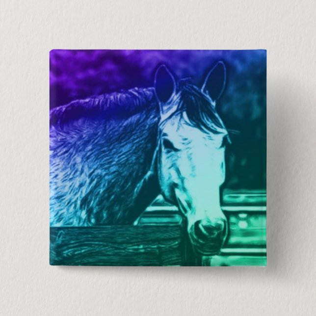 Badge Carré 5 Cm Bouton de cheval (Devant)