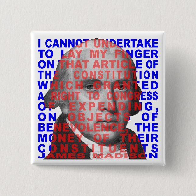 Badge Carré 5 Cm Bouton de citation de James Madison (Devant)