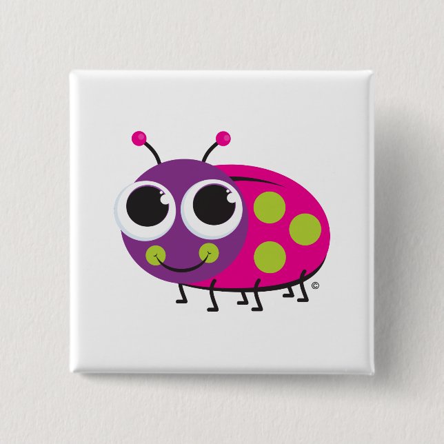 Badge Carré 5 Cm Bouton de coccinelle (Devant)