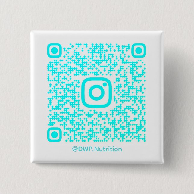 Badge Carré 5 Cm Bouton de code QR @DWP.Nutrition (Devant)
