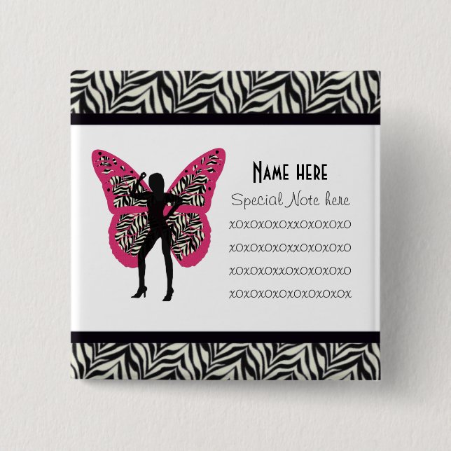 Badge Carré 5 Cm Bouton de collection d'impression de zèbre (Devant)