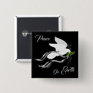 Badge Carré 5 Cm Bouton de colombe blanche