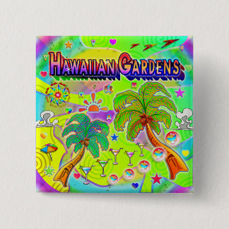 Badge Carré 5 Cm Bouton de concentration des jardins hawaïens