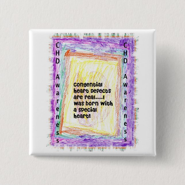 Badge Carré 5 Cm Bouton de conscience de CHD (Devant)