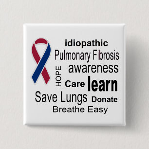 Badge Carré 5 Cm Bouton de conscience de fibrose pulmonaire