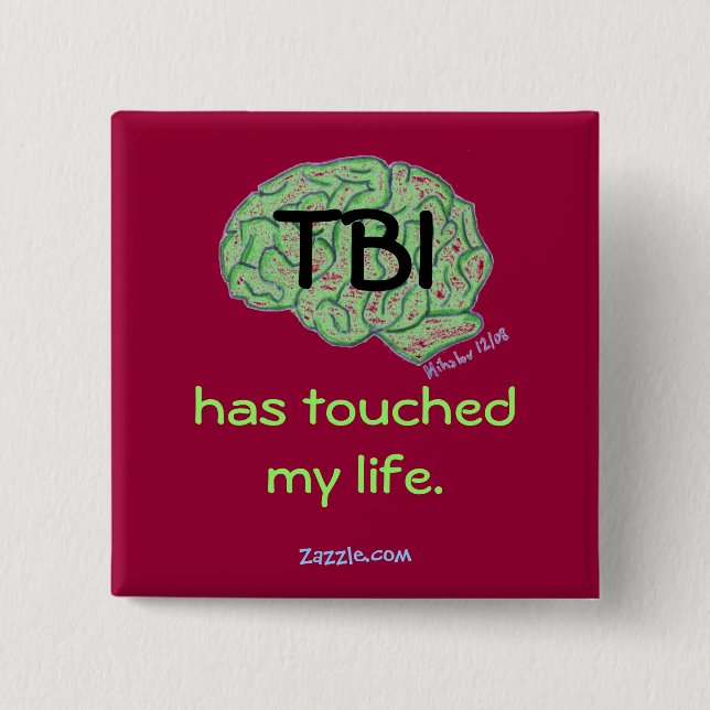 Badge Carré 5 Cm Bouton de conscience de TBI (Devant)